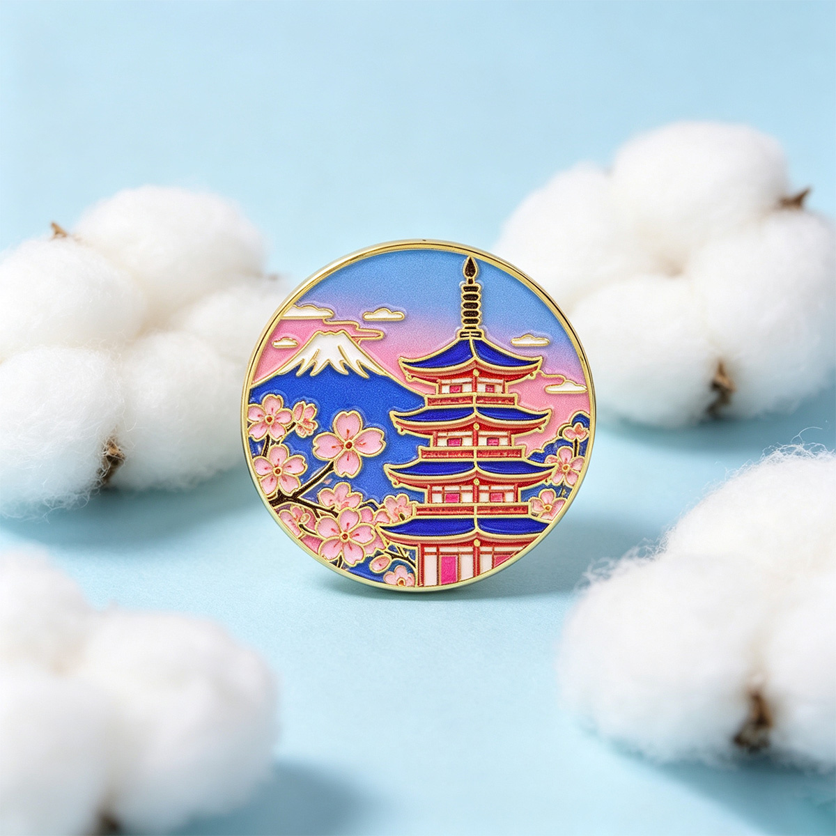 Travel Accessories In Japan - Japanese Cherry Blossom Enamel Pin, Vintage