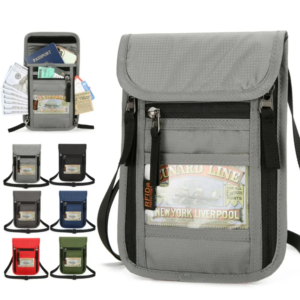 Travel Accessories Pouch For Men - RF ID Blocking Travel Neck Wallet