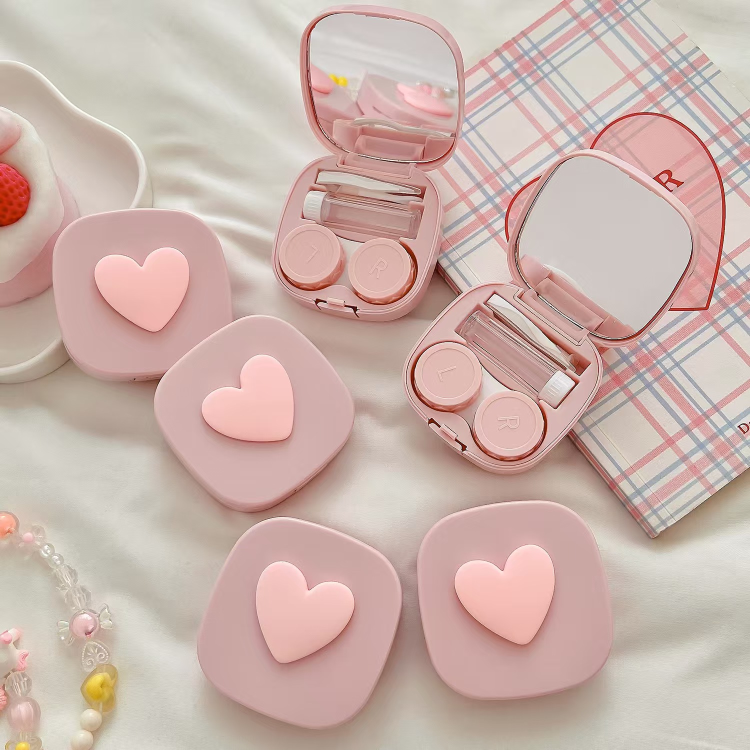 Heart Contact Lens Case with M - Travel Accessories Kit For Women 评论和价格