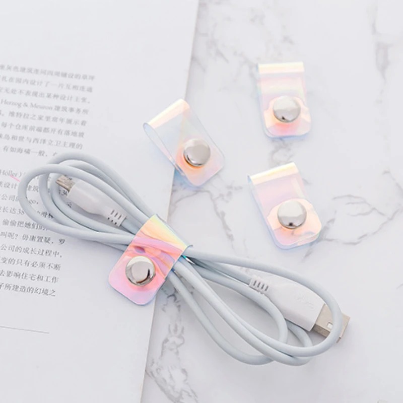 5Pcs INS Laser PVC Starp Data  - Cable Organizer Travel 评论和价格